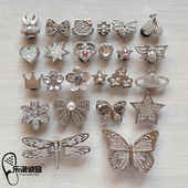 Crocs配饰洞洞鞋 鞋 花 2026新款 金属银色蝴蝶结星星鞋 扣配件卡骆驰