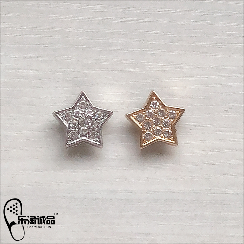 新款Crocs配饰洞洞鞋花 金属金色银色之星鞋扣鞋上装饰卡骆驰配件