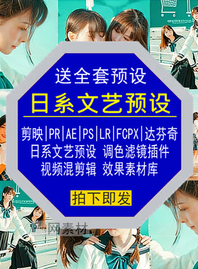 日系文艺预设PR调色PS滤镜LR剪映FCPX达芬奇LUT插件剪辑视频素材