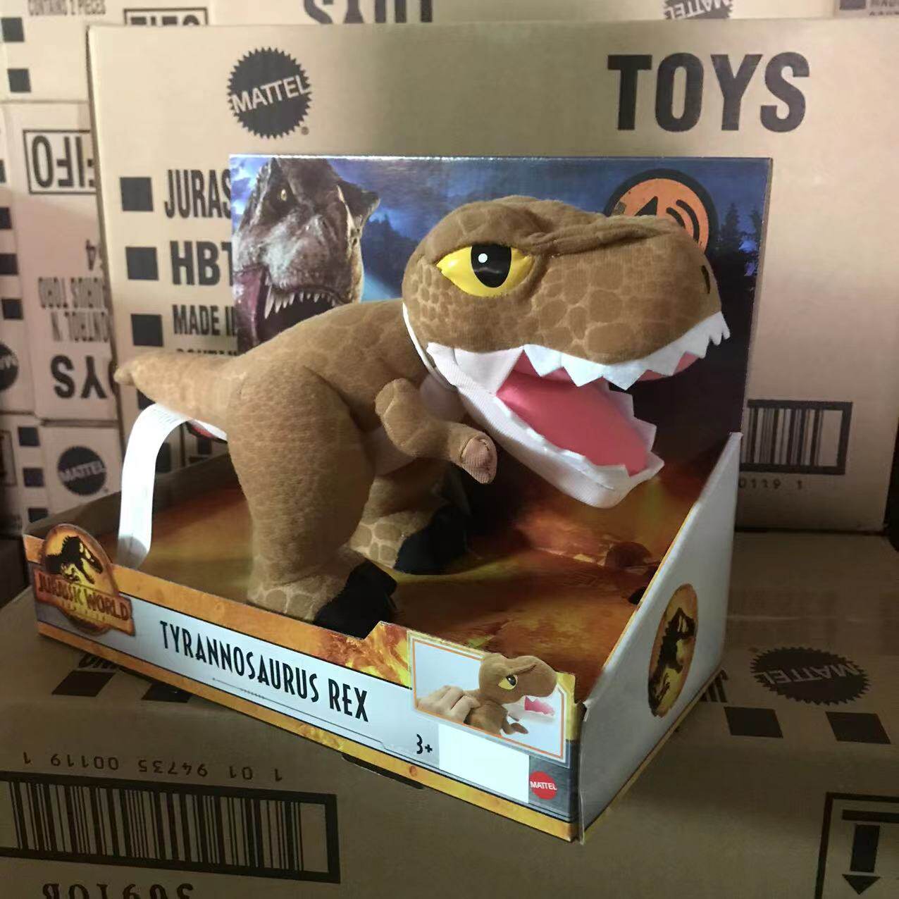 MATTEL 쥬라기 월드 3 사운드 효과 플러시 티라노사우루스 벨로시랩터 시리즈 공룡 모델 장난감 HBD78