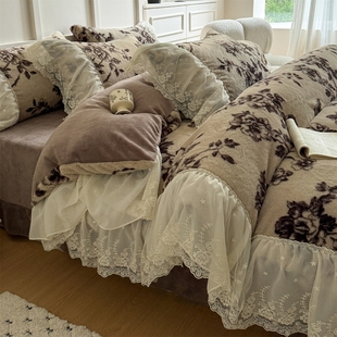 法式蕾丝皮草绒四件套冬季牛奶绒珊瑚双面绒加厚保暖被套床单床品