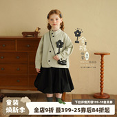 短款 宝宝立体花朵开衫 上衣薄 新款 砚台家女童森系复古外套2026春季