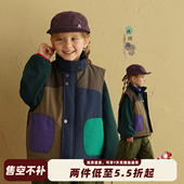 背心 儿童保暖坎肩女宝外穿开衫 砚台家女童撞色夹棉马甲秋冬季 新款