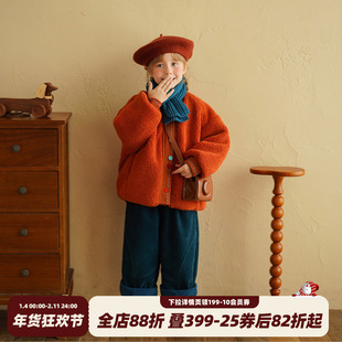 砚台家女童摇粒绒棉服套装冬装新款儿童宝宝保暖直筒长裤子两件套