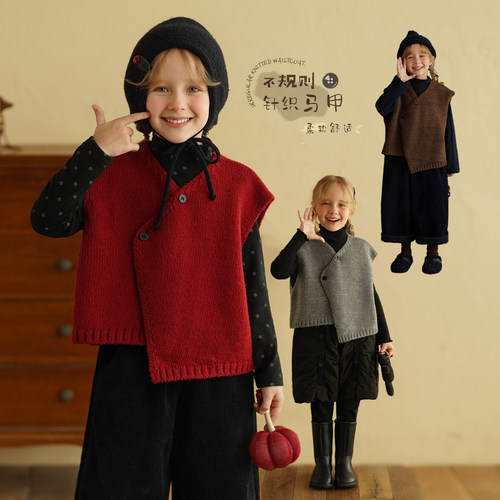 女童毛衣马甲秋冬儿童针织开衫