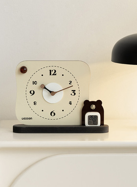 WOZOOM屋准入户玄关温湿度桌面摆件客厅电视柜摆台式时钟装饰品