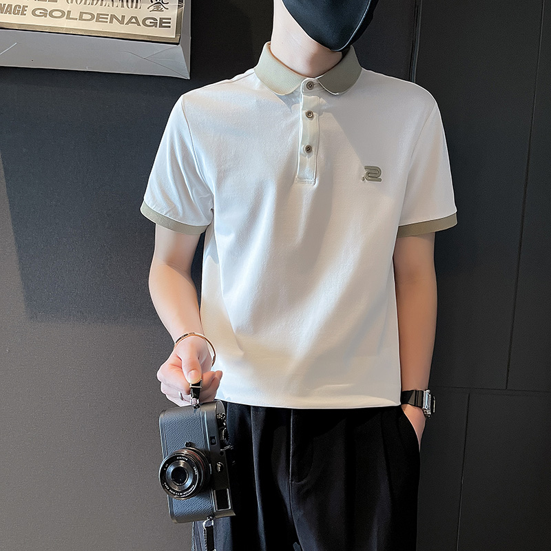 潮牌夏季短袖商务刺绣