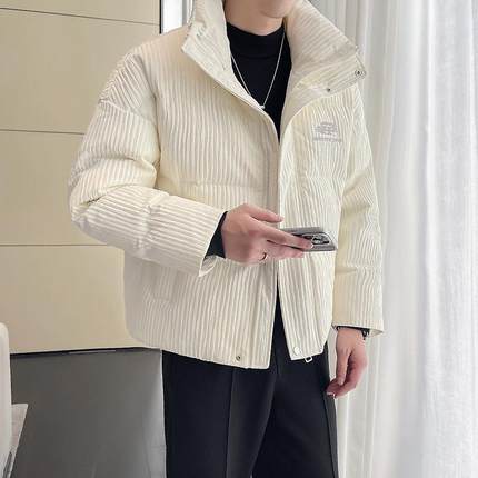 高级感立领羽绒服男士潮流休闲加厚2024新款痞帅潮牌黑色保暖外套