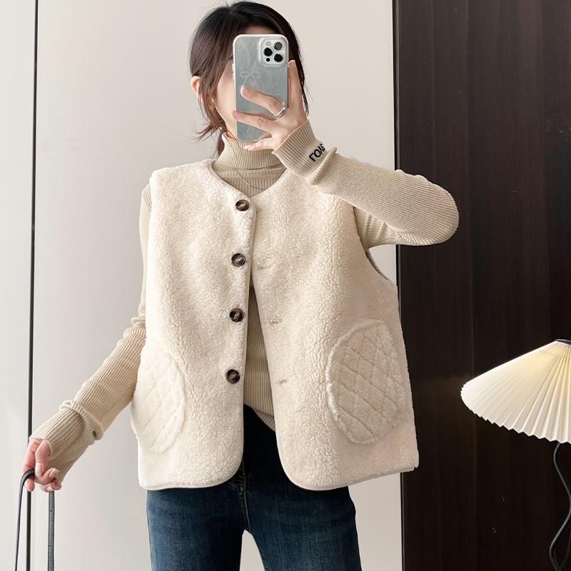 嘉菲梦娜中年羊羔毛女式马甲