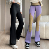 女2025秋冬蓄热瑜伽后口袋显瘦休闲裤 加绒微喇裤 百搭弹力修身 时尚