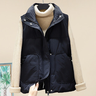 百搭纯色收腰显瘦坎肩背心外套潮 韩版 羽绒棉马甲女2025秋冬季 新款