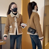 百搭洋气麂皮绒皮毛一体外套女2025秋冬季 小个子保暖加厚长袖 上衣