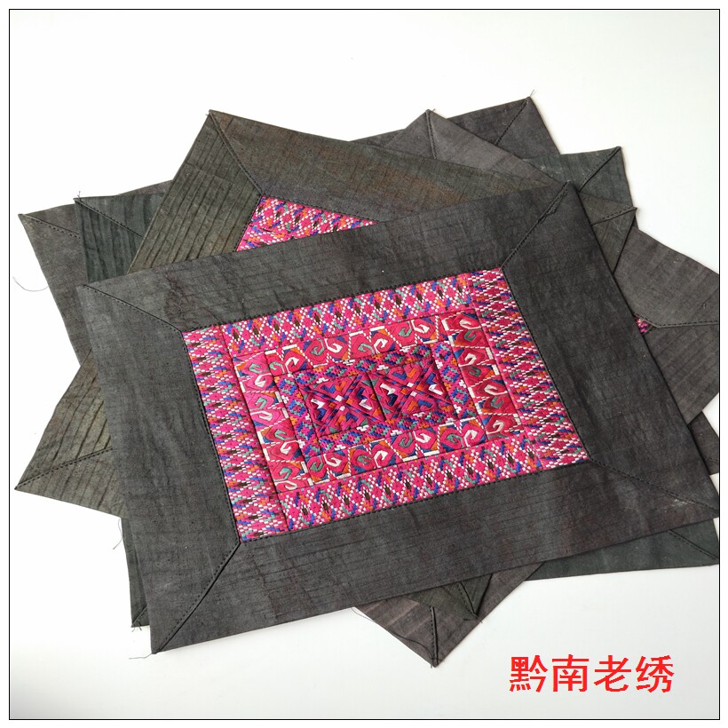 少数民族纯手工老绣老刺绣原创复古民族风苗族数纱绣绣片a443