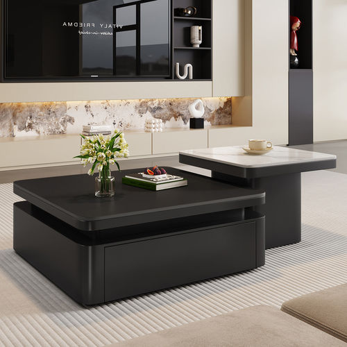 岩板茶几客厅家用2026新款小户型意式极简轻奢高级感方形组合茶桌
