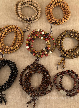 手链多层佛珠饰品盘玩复古手串弹力绳男高级感串珠子檀木手持叠戴