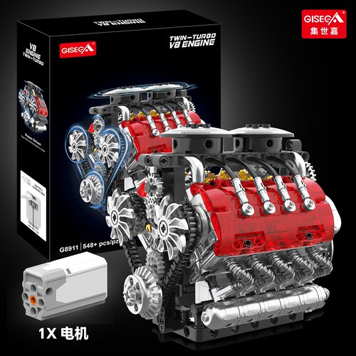 极速V8引擎发动机拼装模型