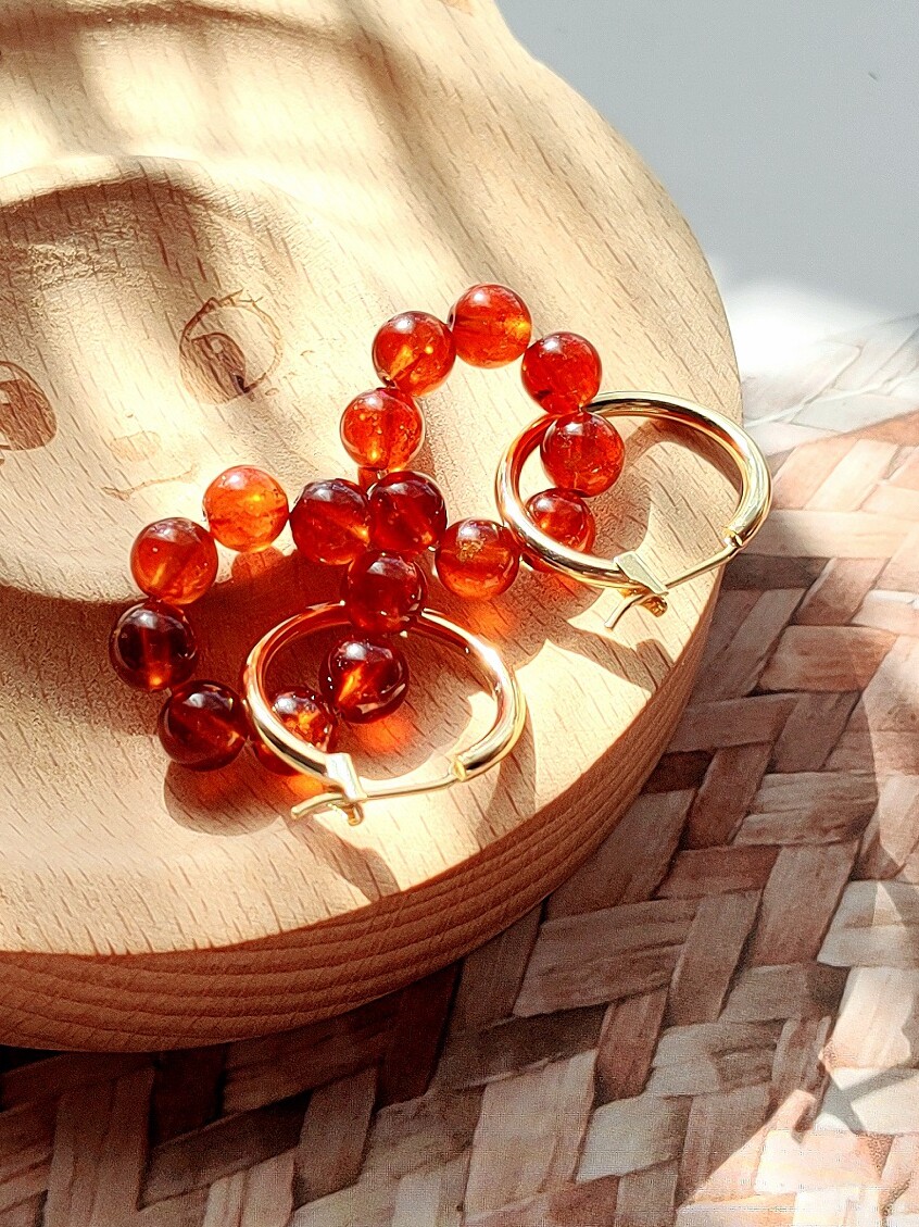 천연 오렌지 레드 가닛 귀걸이 판타 크리스탈 스위트 귀걸이 가벼운 럭셔리 패셔너블하고 심플하고 고급스러운 귀걸이