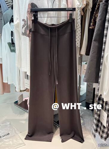 WHT2026夏季韩版时髦净版系带微喇休闲裤女百搭高腰显瘦舒适长裤