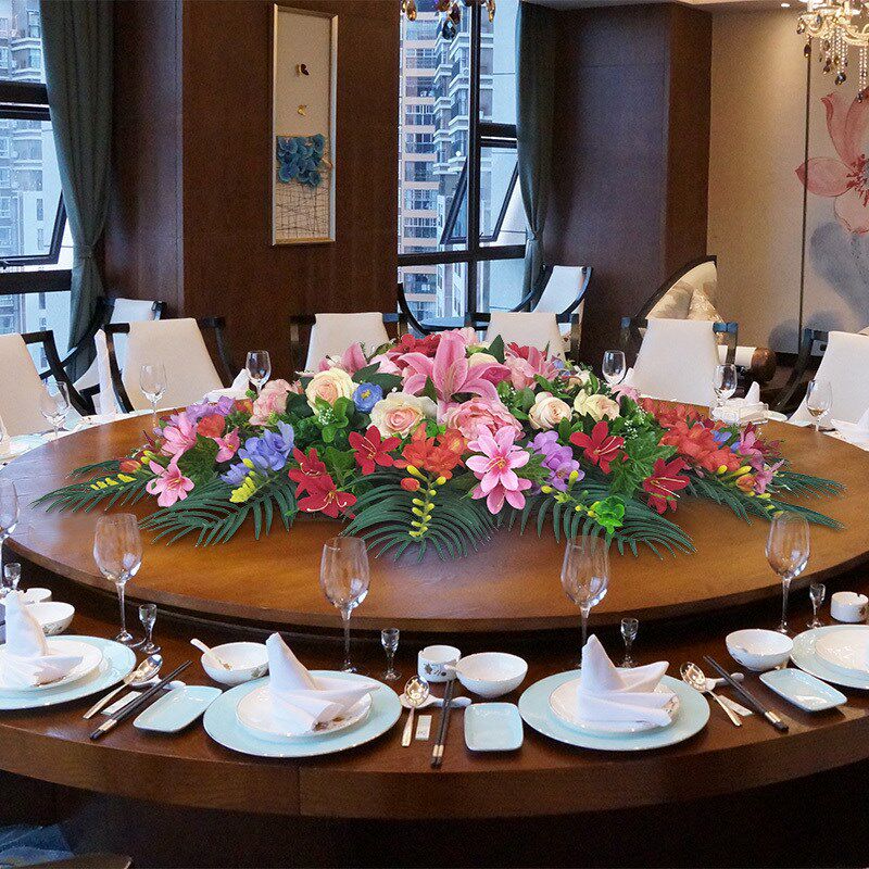 酒店餐桌花摆花仿真花假花大圆饭店餐厅餐台桌面摆设装饰花卉桌花