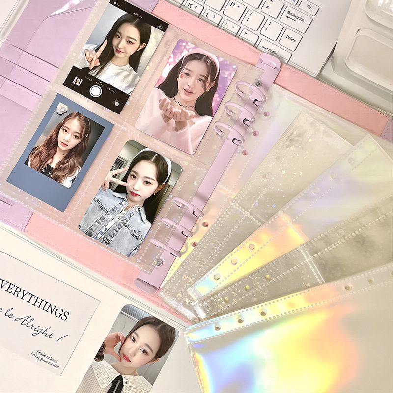 A5 레인보우 레이저 스타 카드 페이지 구카 포토 앨범 내부 페이지 아이돌 앨범 포토 카드 엽서 수납 앨범 루스 리프