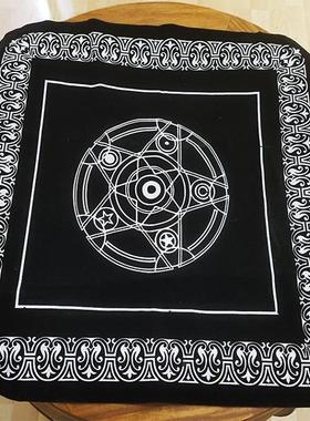 塔罗牌专用桌布天鹅绒柔软五芒星桌布桌游配件黑色仪式布50x50cm