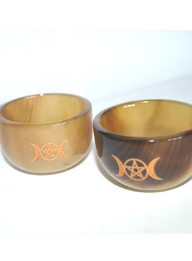 牛角杯子雕刻碗 五芒星小碗道具 Pentacle Altar Bowl