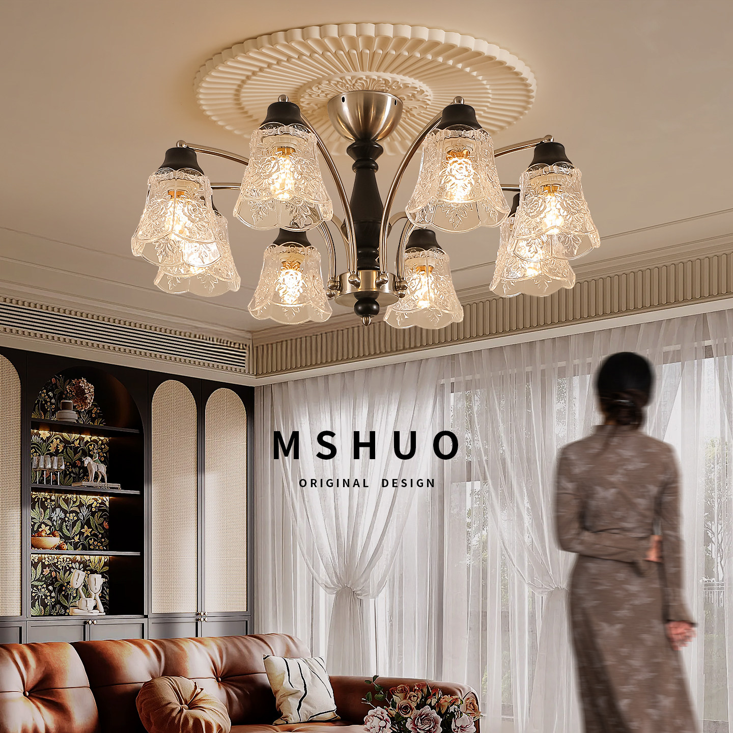 氛围感高端南洋风实木客厅吊灯