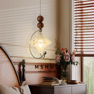 卧室床头吊灯法式复古中古风客厅背景墙装饰灯现代简约玄关小吊灯