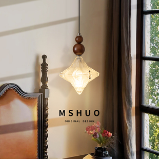 卧室床头吊灯中古风现代客厅背景墙小吊灯美式复古玄关入户装饰灯