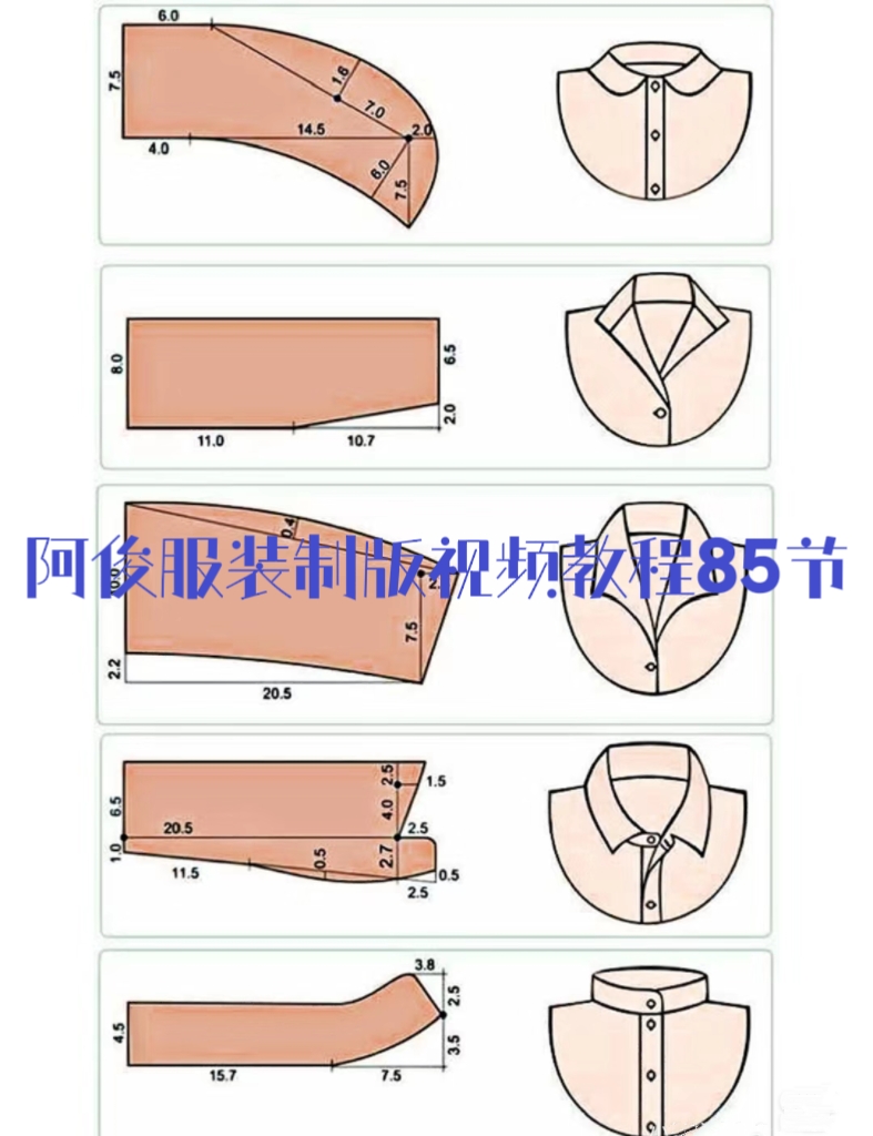 阿俊服装制版视频教程85节详细视频讲解服装原型袖子原理领子结构