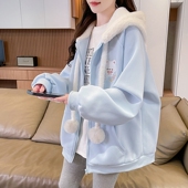 2026新款 超好看 可爱连帽卫衣外套女春秋季 初高中学生宽松棒球服