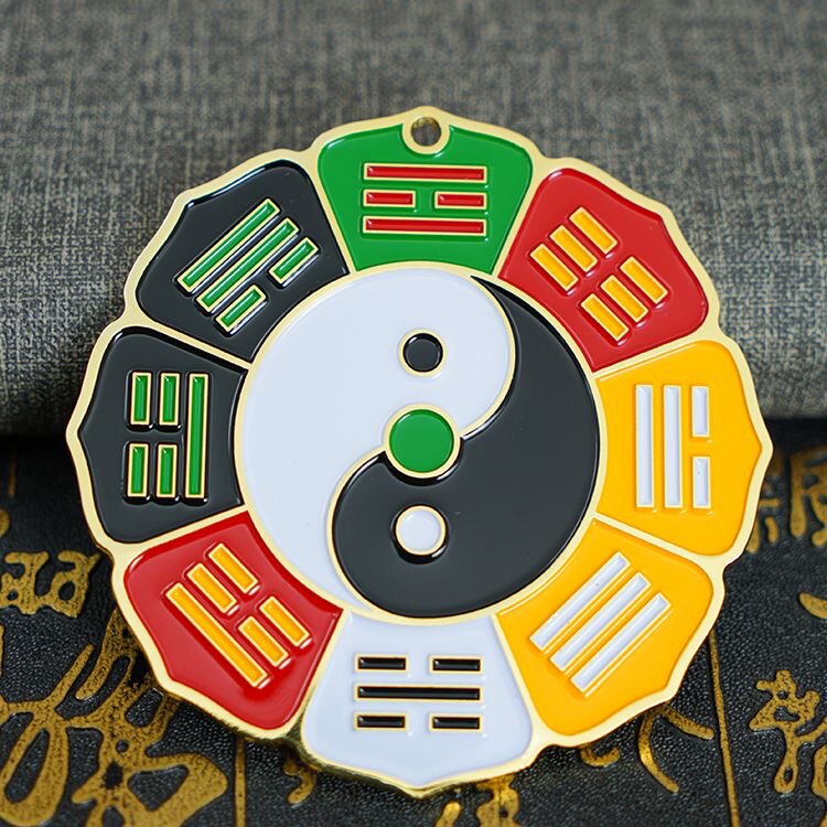 8cm莲花盘大黄万字符中黄太极图烤漆立体效果后天八卦三元两元