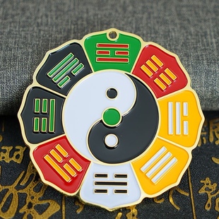 8CM莲花盘大黄万字符中黄太极图烤漆立体效果后天八卦三元两元