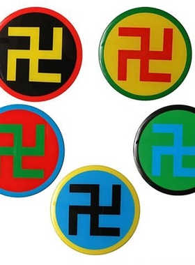 18公分江氏版黄红蓝绿黑五色太极八卦贴万字福传统工艺品摆件补角