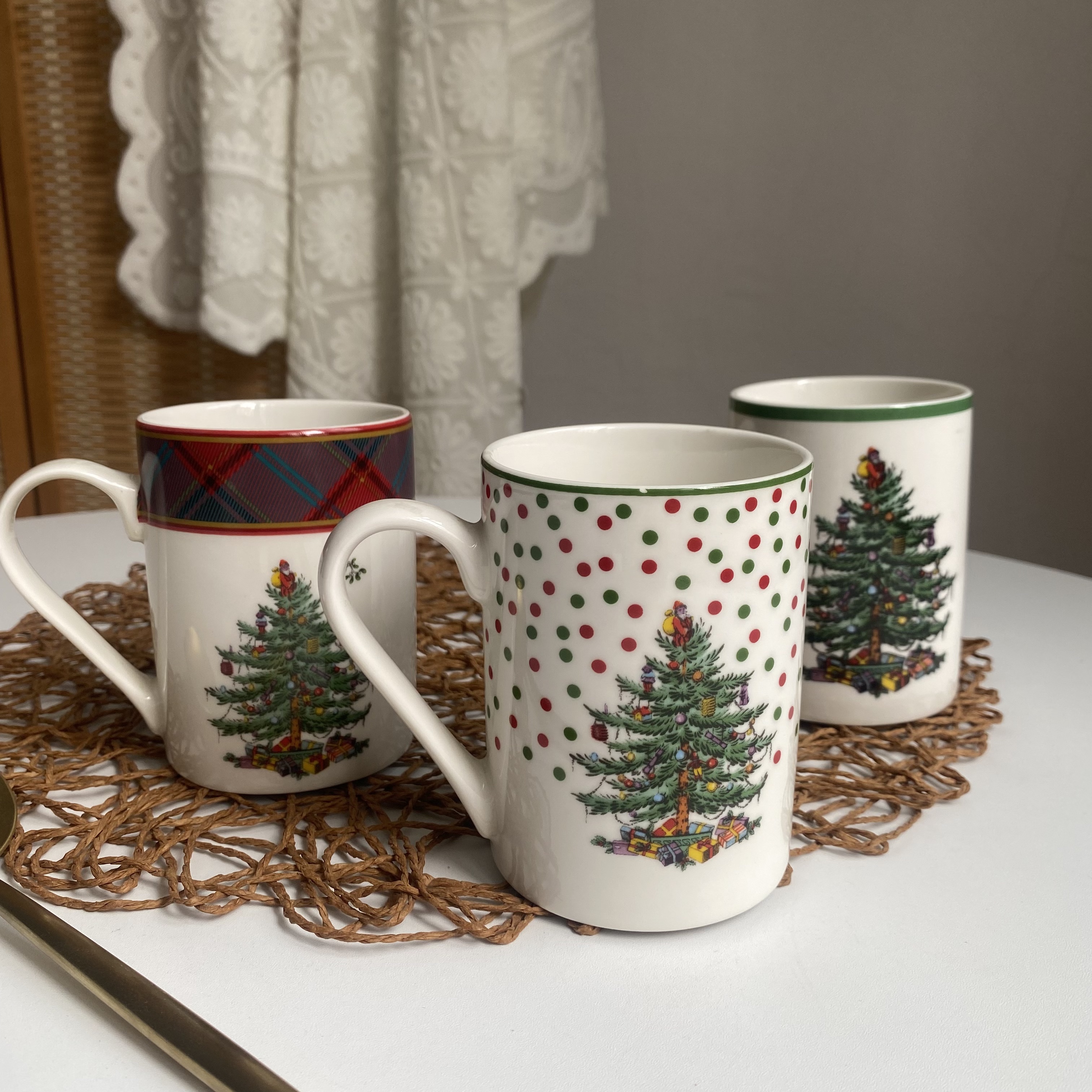 尾货 英国Spode圣诞节马克杯下午茶杯陶瓷水杯苏格兰格纹杯子家用