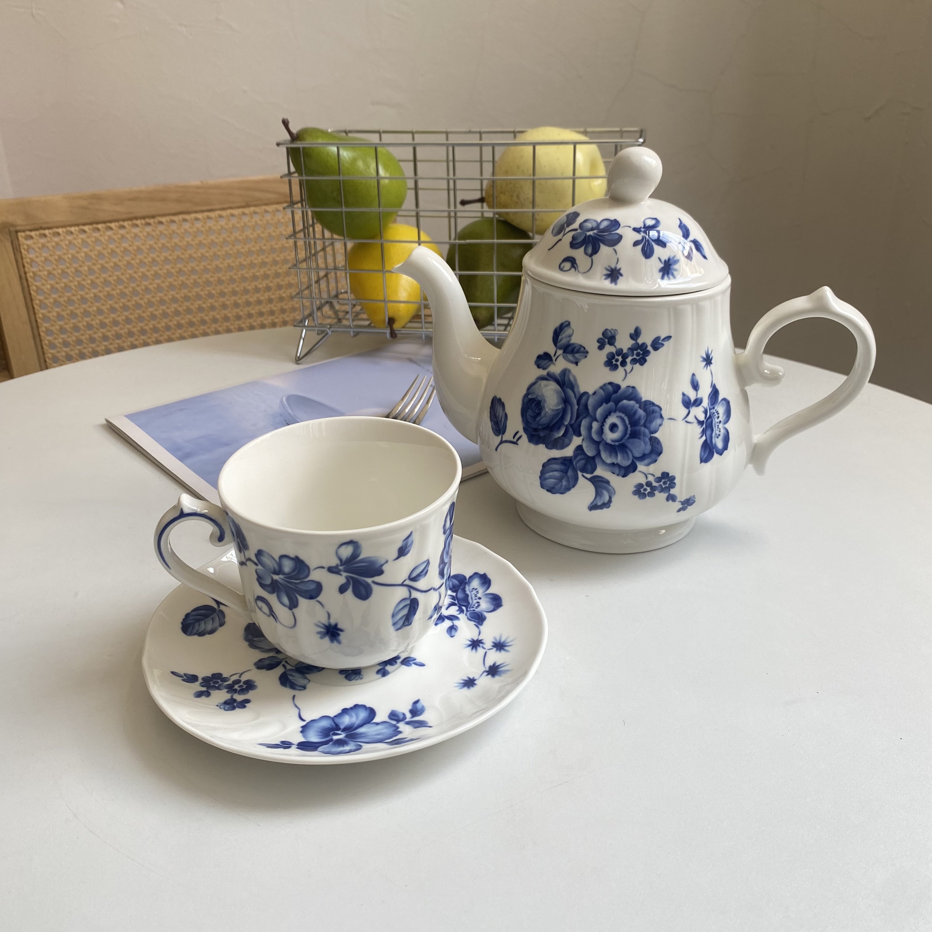 原单尾货 德国品牌中古等青花釉下彩陶瓷咖啡杯碟配套茶壶下午茶