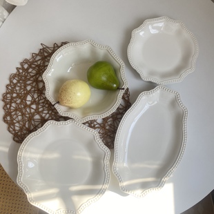 大厂订单 法式复古陶瓷餐盘鱼盘菜盘家用盘子浮雕盘点心盘菜盘