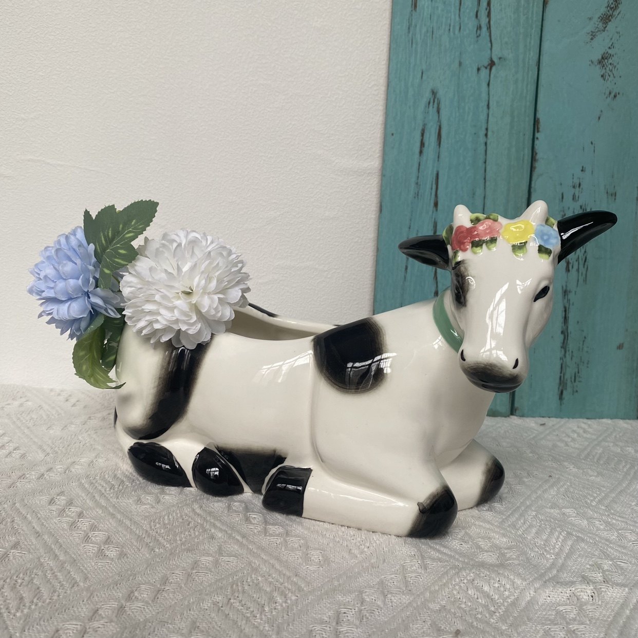 创意奶牛造型花盆带孔手绘陶瓷园艺多肉花盆可爱卡通花盆摆件个性