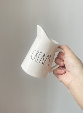 RD家法式字母白色小奶壶奶盅牛奶壶酱汁杯引流杯小号引流壶简约