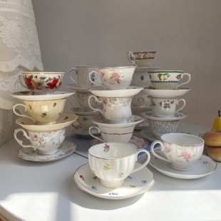 原单尾货 孤品微瑕 高颜值英式陶瓷下午茶咖啡杯碟小碎花红茶杯