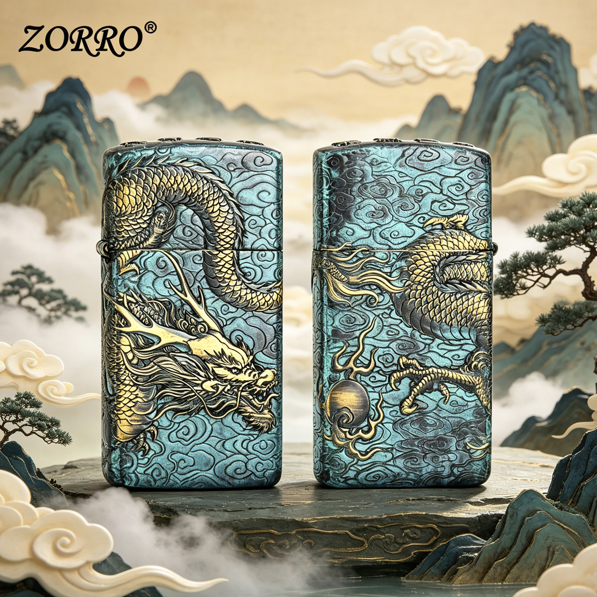 佐罗909青铜九霄苍龙窄机防风煤油创意高颜值打火机