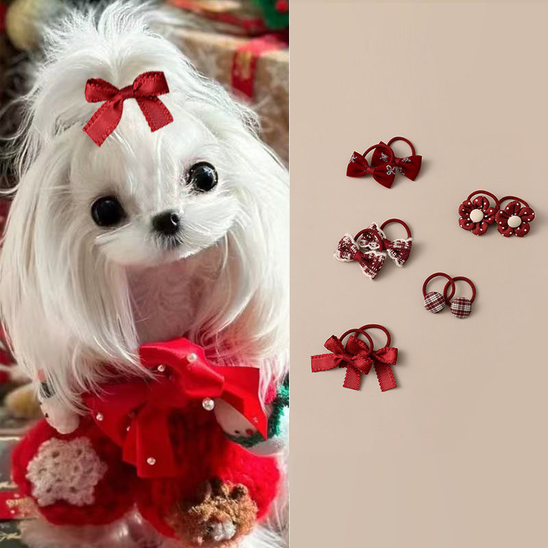新年红色蝴蝶结发绳发饰宠物发圈狗狗小皮筋马尔济斯头绳过年头饰,宠物/宠物食品及用品,发饰/头饰,淘宝优惠券,粉丝福利购,淘宝优惠卷