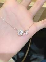 "Romantic Cherry Blossoms" sterling silver s999 necklace with a light luxury and niche design for women. A coldbone chain for your girlfriend's birthday thumbnail 6