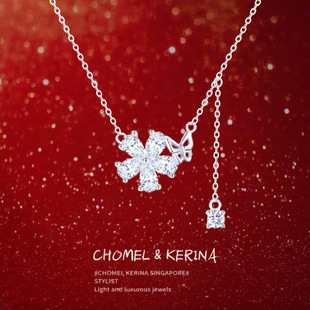 「蝶恋花」纯银s999花朵蝴蝶项链女轻奢小众高级感锁骨链生日礼物