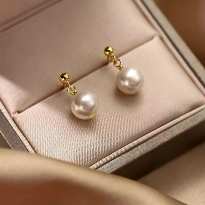 18k金珍珠耳钉空托可DIY定制