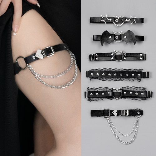 朋克风腿环皮带腿链大小可调节
