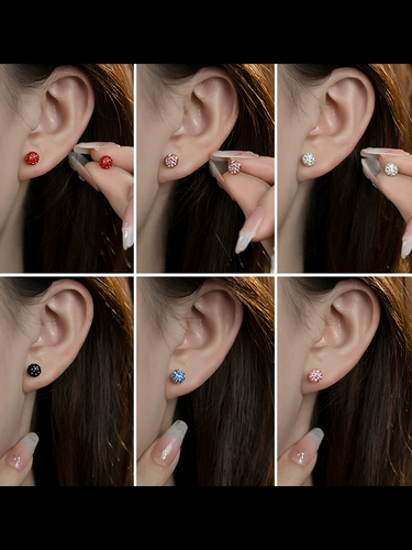 Черные блестки для ногтей, серьги, красная праздничнная изысканная серебряная игла, новая коллекция, изысканный стиль