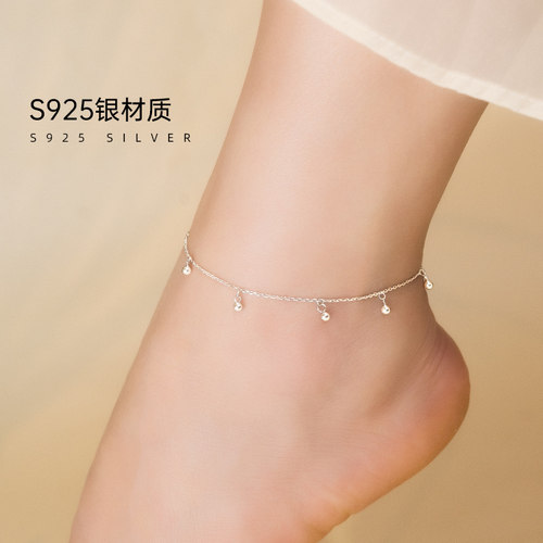 【S925纯银】小圆珠脚链