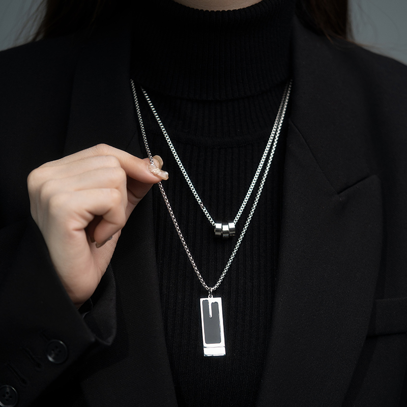 【双层设计】钛钢项链配饰毛衣链