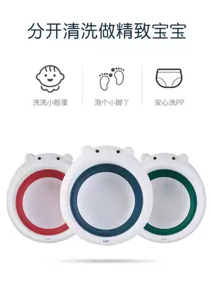 Cute foldable small baby newborn washbasin Baby PP foot washbasin baby with child cartoon Korea